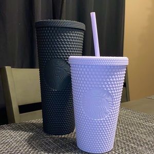 Studded Starbucks Tumblers - Matte Black Venti & Matte Lilac Grande